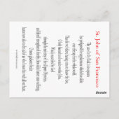 St. John of San Francisco Postkarte (Rückseite)