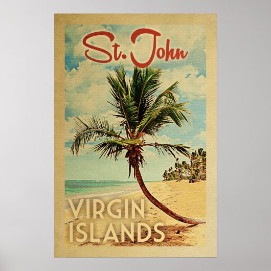 St John Palm Tree Vintage Travel Poster (Vorne)