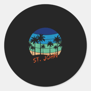 St. John Retro Vintage Sonnenuntergang Strand Desi Runder Aufkleber