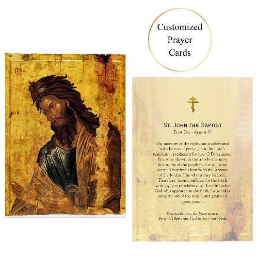 St. John the Baptist Orthodox Prayer Card Platzkarte