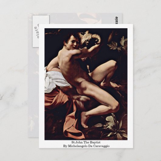 St. John The Baptist von Michelangelo Da Caravaggi Postkarte (Vorne/Hinten)