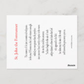 St. John the Forerunner Prayer Card Postkarte (Rückseite)