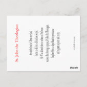 St. John the Theologian Prayer Card Postkarte (Rückseite)