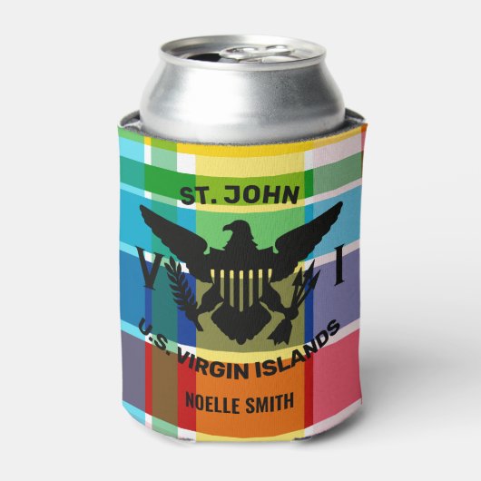 St. John, U.S. Jungfrau Islands Flag (Black) Madra Dosenkühler (Kanne Vorderseite)