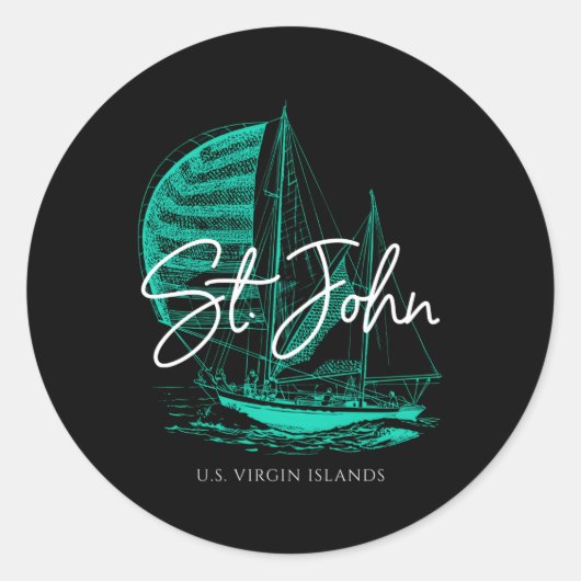 St John Us Jungfrau Islands Sailboat Runder Aufkleber (Vorderseite)