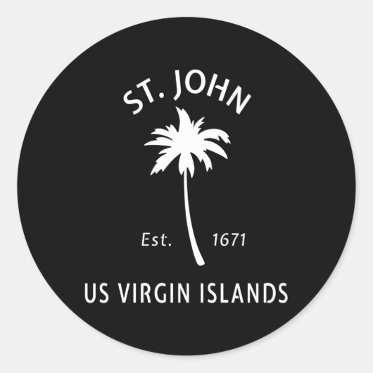 St John Usvi Beach Palm Tree Novelty Runder Aufkleber (Vorderseite)
