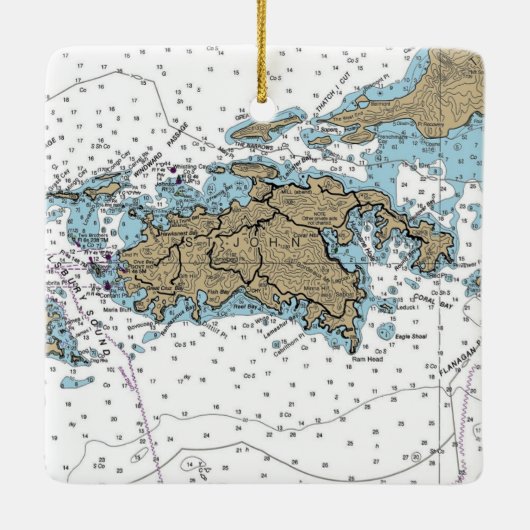 ST John USVI Chart Keramikornament (Rückseite)