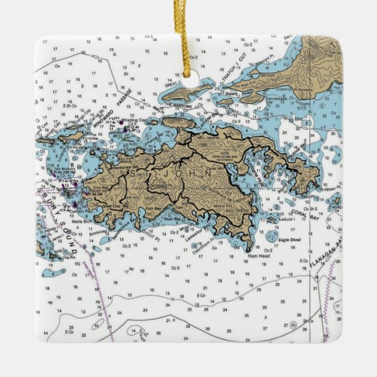 ST John USVI Chart Keramikornament (Vorderseite)