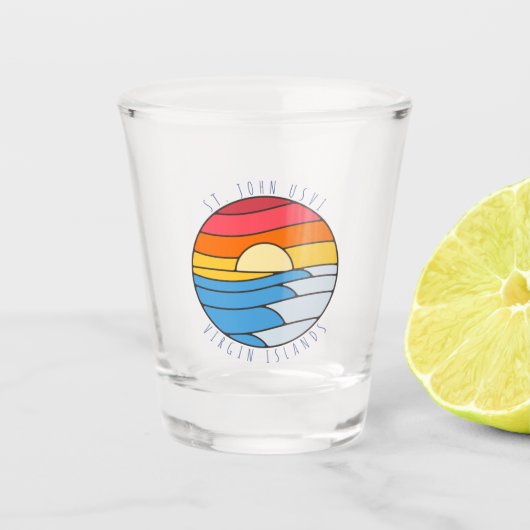 St. John USVI Vintag Beach Sunset Schnapsglas (Vorderseite)