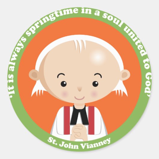 St. John Vianney Runder Aufkleber (Vorderseite)