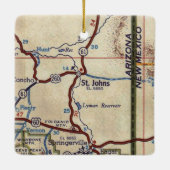 St. Johns Arizona Vintage Karte Keramikornament (Rückseite)