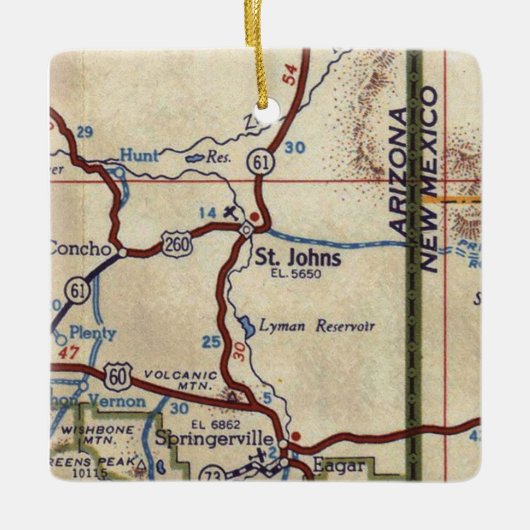 St. Johns Arizona Vintage Karte Keramikornament (Vorderseite)
