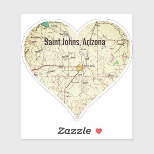 St. Johns AZ Topo Karte Aufkleber (Blatt)