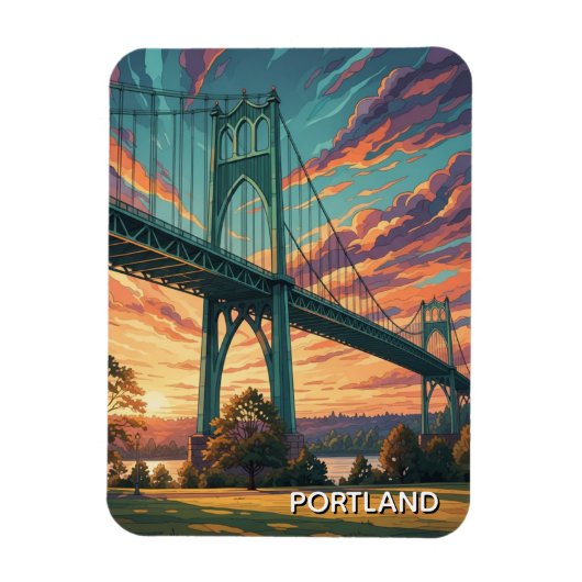 St Johns Bridge in Portland Oregon Magnet (Vertikal)