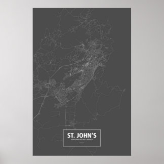 St. John's, Neufundland und Labrador (weiß auf sch Poster