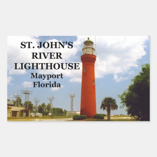 St John's River Lighthouse, Mayport Florida Rechteckiger Aufkleber (Vorderseite)