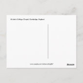 St John's Uni Kapelle, Cambridge, England Postkarte (Rückseite)