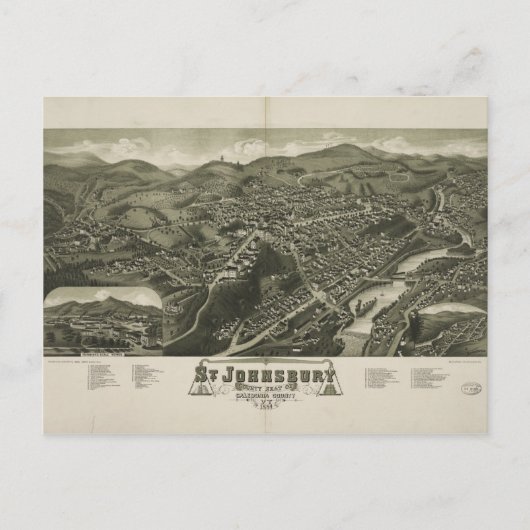 St. Johnsbury Vermont 1884 Postkarte (Vorderseite)