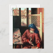 St. Joseph als mittelalterlicher Carpenter Postkarte (Vorne/Hinten)