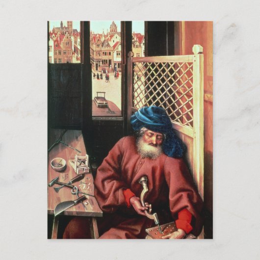 St. Joseph als mittelalterlicher Carpenter Postkarte (Vorderseite)