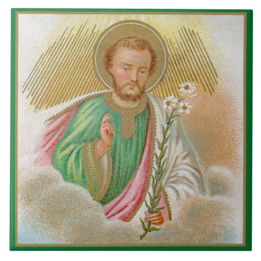 St. Joseph aus einer "Pilgerkarte" (Detail; B 01) Fliese (Vorderseite)