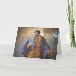 St. Joseph Baby Jesus Cross Lily Karte