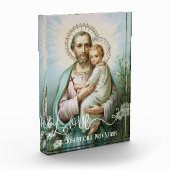 St. Joseph Baby Jesus Father Script Overlay Fotoblock (Links)