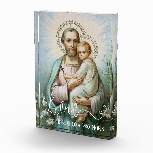 St. Joseph Baby Jesus Father Script Overlay Fotoblock (Rechts)