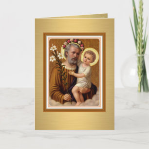 St Joseph Baby Jesus katholische religiöse Vintag Karte