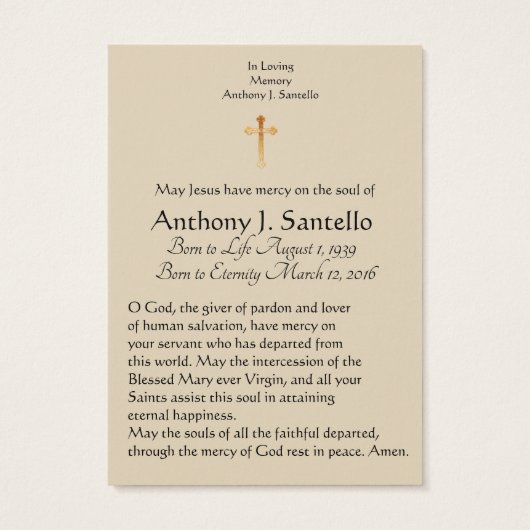 St.-Joseph-Beerdigungskarte - (Rückseite)