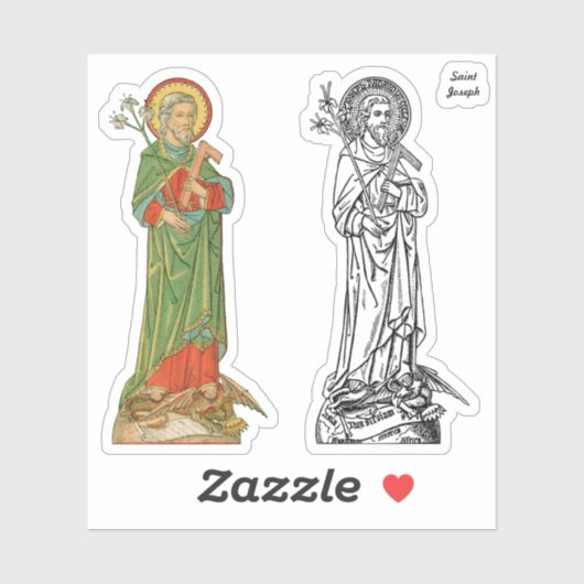 St. Joseph, Beschützer der Kirche - 2 Different Aufkleber (Blatt)