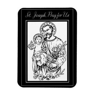St. Joseph bete für uns Schwarz, Weiß, Katholisch Magnet