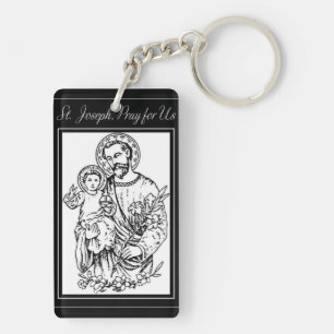 St. Joseph bete für uns Schwarz, Weiß, Katholisch Schlüsselanhänger