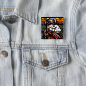 St Joseph beten für uns - Buntglasfenster Button (Beispiel)