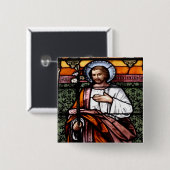 St Joseph beten für uns - Buntglasfenster Button (Vorne & Hinten)