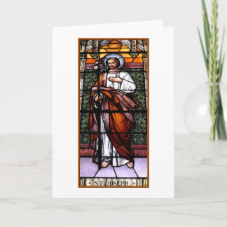 St Joseph beten für uns - Buntglasfenster Feiertagskarte