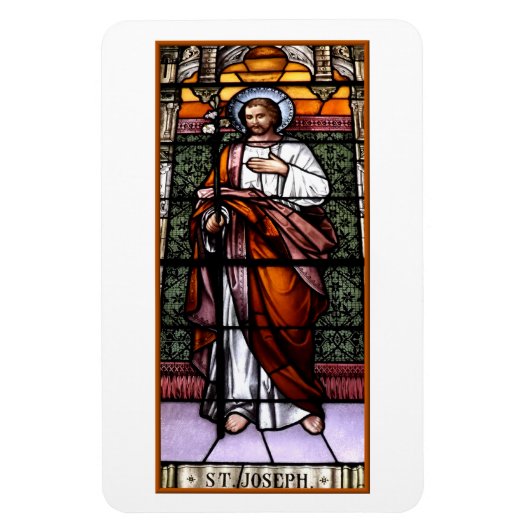 St. Joseph beten für uns - Buntglasfenster Magnet (Vertikal)