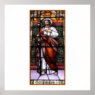 St. Joseph beten für uns - Buntglasfenster Poster