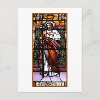 St. Joseph beten für uns - Buntglasfenster Postkarte