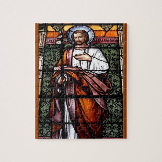 St. Joseph beten für uns - Buntglasfenster Puzzle (Vertikal)