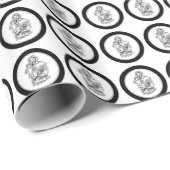 St. Joseph betet für uns Schwarz, Weiß, Katholik Geschenkpapier (Rolleneckpunkt)