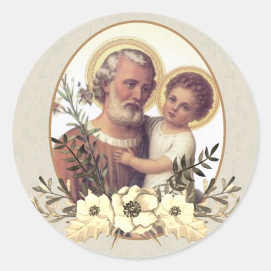 St. Joseph Child Jesus Erntedank Bloral Runder Aufkleber (Vorderseite)
