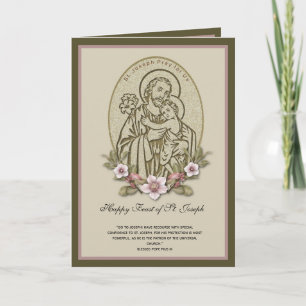 St. Joseph Child Jesus Festtag Blumen  Karte