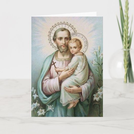 St. Joseph Child Jesus Lily Cross Karte (Vorderseite)