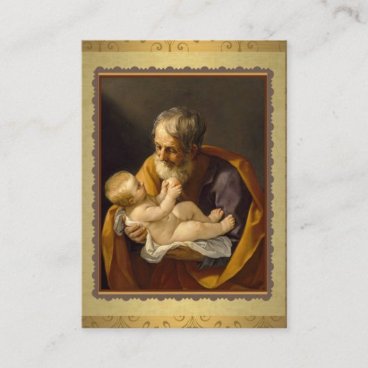 St Joseph, der das Gebet Baby Jesuss Memorare hält Visitenkarte (Vorderseite)