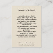 St Joseph, der mit heiliger Karte Jesuss Memorare (Rückseite)