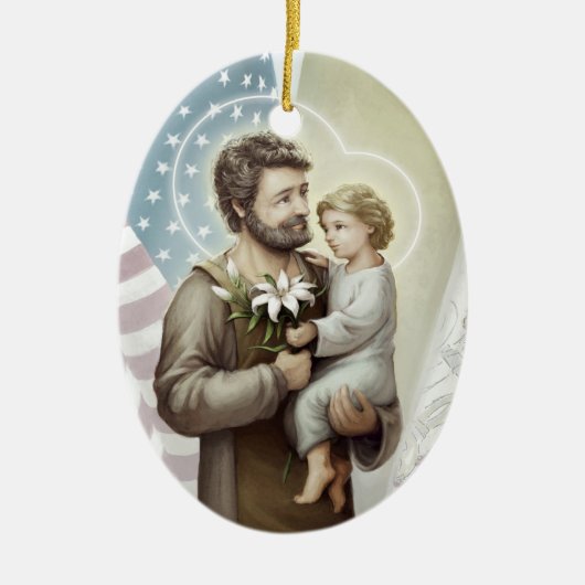 St Joseph der Schutz Keramik Ornament (Vorne)