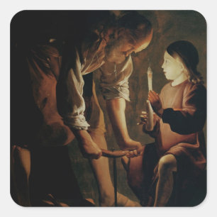 St Joseph, der Tischler Quadratischer Aufkleber