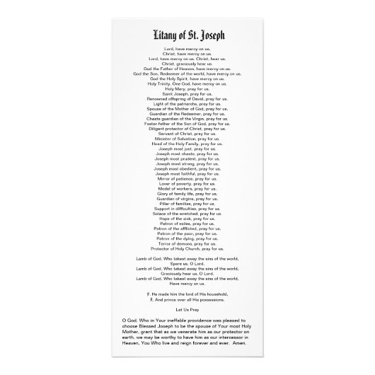 St. Joseph (Detail; DT 01) Rackkarte mit Litany Werbekarte (Hinten)