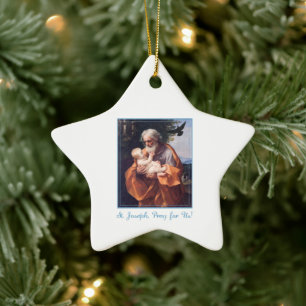 St. Joseph Feiertag mit Jesuskind Keramik Ornament